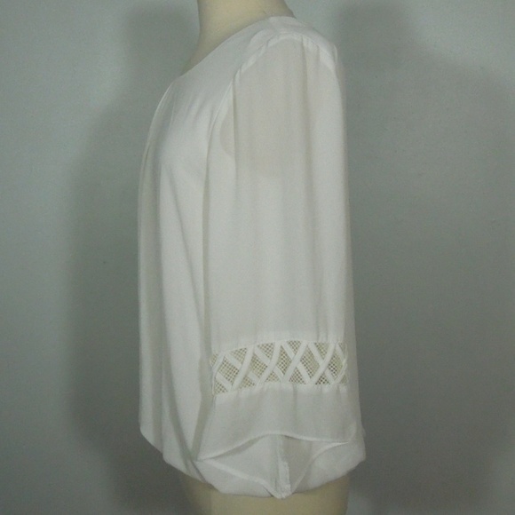 AB Studio White Long Sleeve Blouse w/ Detail - Picture 2 of 5